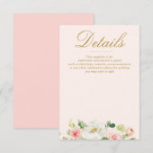 waterverf roze blush blooms bruiloft details kaart (Voorkant / Achterkant)