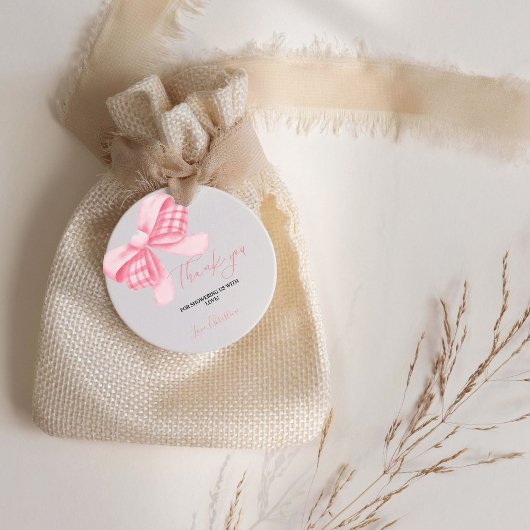 Waterverf Roze Blush Bow Baby shower Dank u Bedankjes Labels