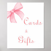 Waterverf Roze Blush Bow Gift vrijgezellenfeest te Poster (Voorkant)