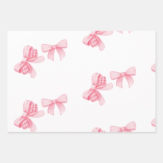 Waterverf Roze Blush Bow Ribbon Party Inpakpapier Vel (Voorkant 3)