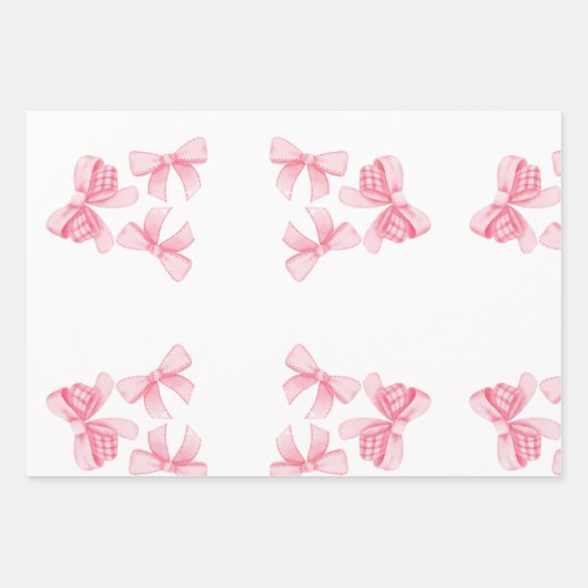 Waterverf Roze Blush Bow Ribbon Party Inpakpapier Vel (Voorkant 2)
