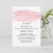Waterverf Roze Blush en Gold Bridal Luncheon Kaart (Staand voorkant)