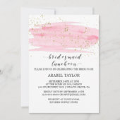Waterverf Roze Blush en Gold Bridesmaid Luncheon Kaart (Voorkant)