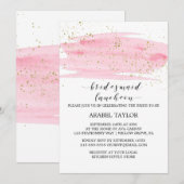 Waterverf Roze Blush en Gold Bridesmaid Luncheon Kaart (Voorkant / Achterkant)