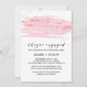 Waterverf Roze Blush en Gold Engagement Party Kaart (Voorkant)