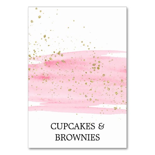 Waterverf Roze Blush en Gold Food Tent Kaarten (Voorkant)