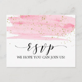 Waterverf Roze Blush en Gold Song Request RSVP Uitnodiging Briefkaart