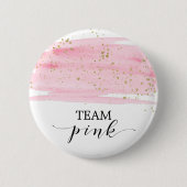 Waterverf Roze Blush en Gold Sparkle Team Roze Ronde Button 5,7 Cm (Voorkant)