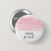 Waterverf Roze Blush en Gold Sparkle Team Roze Ronde Button 5,7 Cm (Voorkant /achterkant)