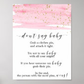 Waterverf Roze Blush en Gold Zeg geen Baby Poster (Voorkant)