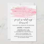 Waterverf Roze Blush en Goud Post-Wedding Brunch Kaart (Voorkant)
