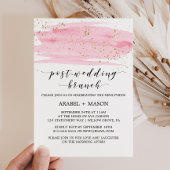 Waterverf Roze Blush en Goud Post-Wedding Brunch Kaart