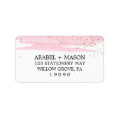 Waterverf Roze Blush en gouden ruggengraat Etiket (Voorkant)