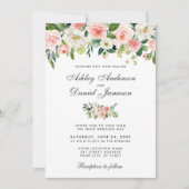 Waterverf Roze Blush en White Floral Wedding GR Kaart (Voorkant)