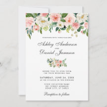 Waterverf Roze Blush en White Floral Wedding