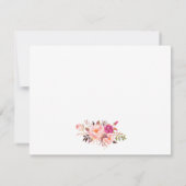 Waterverf Roze Blush Floral gepersonaliseerd Notitiekaartje (Achterkant)