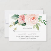 Waterverf Roze Blush Flowers Deep Aqua Weddenschap RSVP Kaartje (Voorkant)