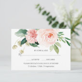 Waterverf Roze Blush Flowers Deep Aqua Weddenschap RSVP Kaartje (Staand voorkant)