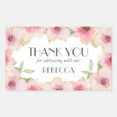 Waterverf Roze Blush Flowers Rechthoekige Sticker (Voorkant)