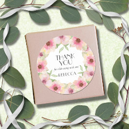 Waterverf Roze Blush Flowers Ronde Sticker