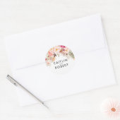 Waterverf Roze Blush Flowers Ronde Sticker (Envelop)