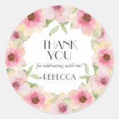 Waterverf Roze Blush Flowers Ronde Sticker (Voorkant)