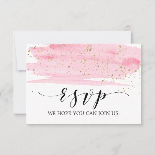 Waterverf Roze Blush & Gold Menu Keuze RSVP-kaart (Voorkant)