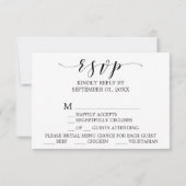 Waterverf Roze Blush & Gold Menu Keuze RSVP-kaart (Achterkant)