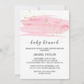 Waterverf Roze Blush & Gold Sparkle Baby Brunch Kaart (Voorkant)