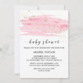 Waterverf Roze Blush & Gold Sparkle Baby shower Kaart (Voorkant)