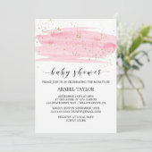 Waterverf Roze Blush & Gold Sparkle Baby shower Kaart (Staand voorkant)
