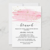 Waterverf Roze Blush & Gold Sparkle Brunch Kaart (Voorkant)