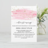 Waterverf Roze Blush & Gold Sparkle Christening Kaart (Staand voorkant)