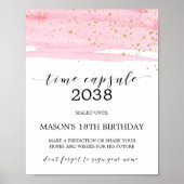 Waterverf Roze Blush & Gold Time Capsule Sign Poster (Voorkant)