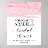 Waterverf Roze Blush & Gold Vrijgezellenfeest Welk Poster (Voorkant)