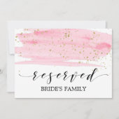Waterverf Roze Blush & Gold Weddenschap Gereservee Kaart (Voorkant)