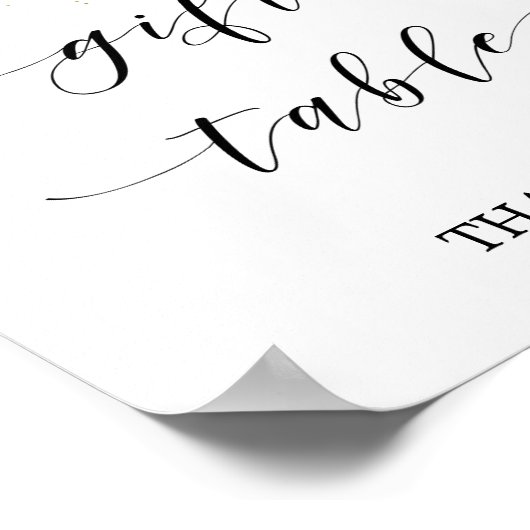 Waterverf Roze Blush & Gouden Cadeau Tafelkaart Poster (Hoek)