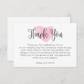 Waterverf roze blush hart. Modern script bruiloft Bedankkaart (Voorkant / Achterkant)