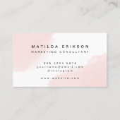 Waterverf | Roze Blush-minimalistische moderne Sca Visitekaartje (Achterkant)
