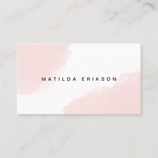 Waterverf | Roze Blush-minimalistische moderne Sca Visitekaartje (Voorkant)
