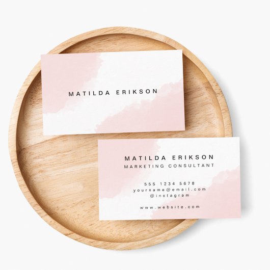 Waterverf | Roze Blush-minimalistische moderne Sca Visitekaartje