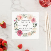 Waterverf roze blush rozen. Bloementuin bruiloft Servet (Insitu)