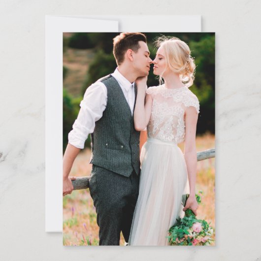 Waterverf Roze Blush Rozen Foto Goud Lijst Save The Date (Achterkant)