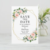 Waterverf Roze Blush Rozen Gold Geo Lijst Save The Date (Staand voorkant)