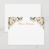 Waterverf Roze Blush Witte Bloem Gepersonaliseerd Notitiekaartje (Voorkant / Achterkant)