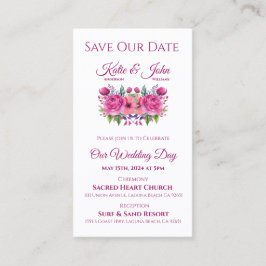 Waterverf Roze Boeket-Bruiloft Save the Date- Visitekaartje