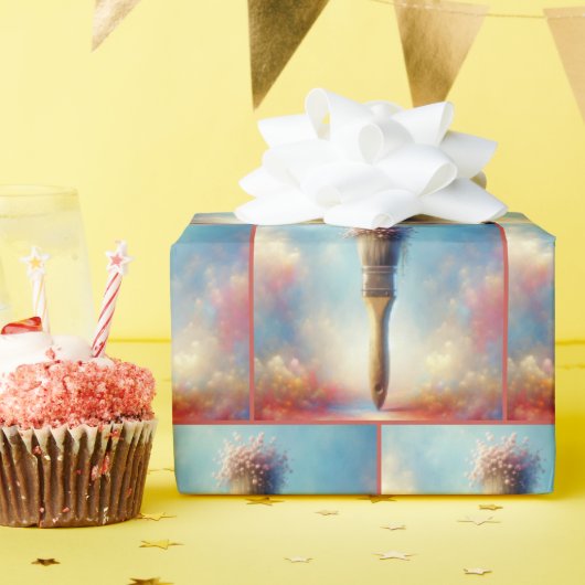 Waterverf Roze Boeket in verfkwast Cadeaupapier (Verjaardagsfeest)