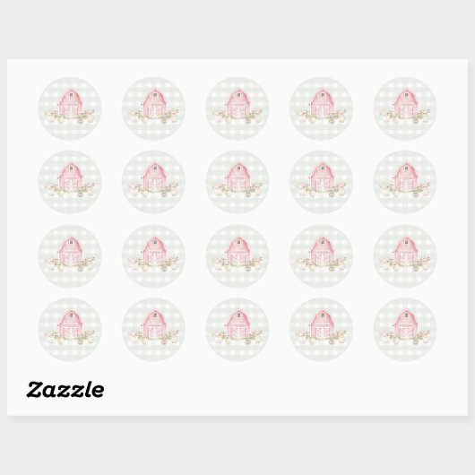 Waterverf Roze Boerderijdieren Baby shower Sticker (Vel)