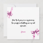 Waterverf Roze Bogen Coquette Sweet 16 Verjaardag Bedankkaart (Achterkant)