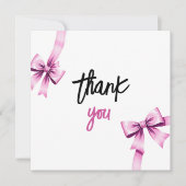 Waterverf Roze Bogen Coquette Sweet 16 Verjaardag Bedankkaart (Voorkant)